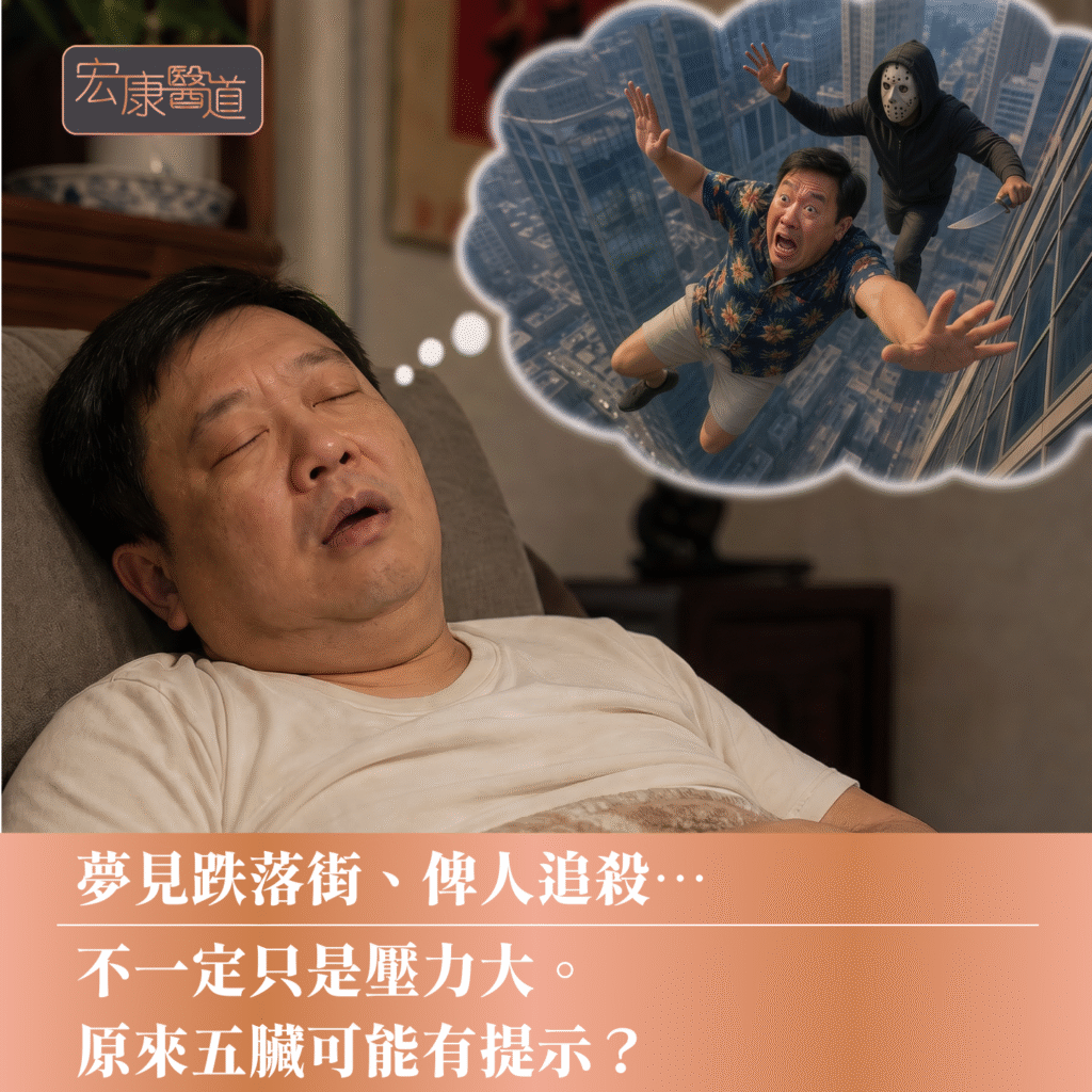 夢見跌落街、俾人追殺…不一定只是壓力大。原來五臟可能有提示？