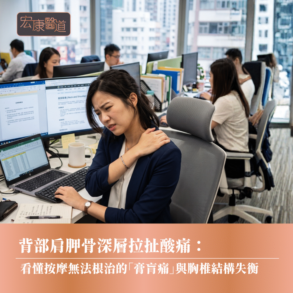 背部肩胛骨深層拉扯酸痛： 看懂按摩無法根治的「膏肓痛」與胸椎結構失衡
