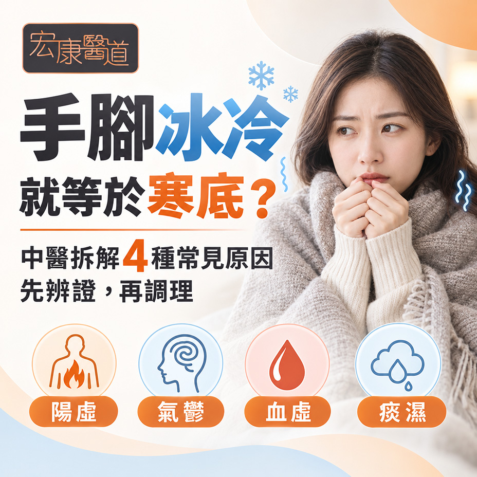 【手腳冰冷就等於「寒底」？】宏康醫道綜合中心拆解4種手腳冰冷原因與調理