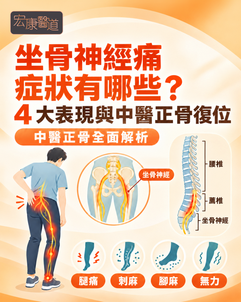 坐骨神經痛症狀有哪些？4 大表現與中醫正骨復位｜宏康醫道
